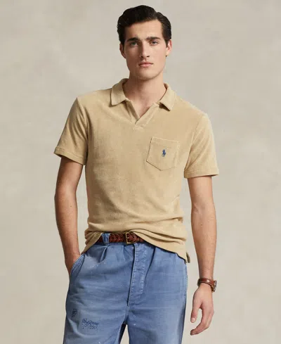 Polo Ralph Lauren Custom Slim Fit Terry Polo Shirt In Coastal Beige