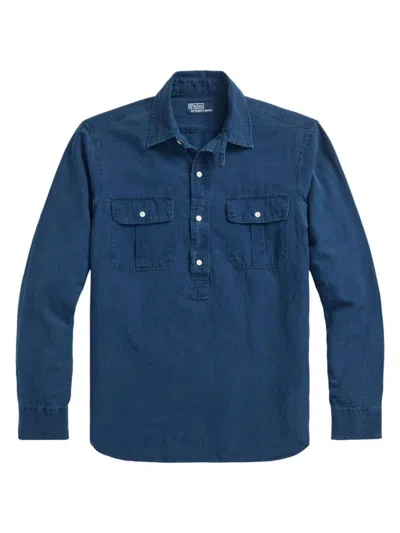 Polo Ralph Lauren Men's Cotton Button-front Shirt In Indigo Texture