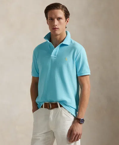 Polo Ralph Lauren Custom Slim Fit Mesh Polo Shirt In Blue