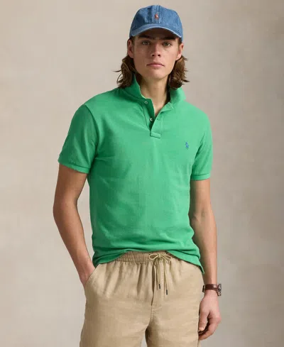Polo Ralph Lauren Custom Slim Fit Mesh Polo Shirt In Raft Green