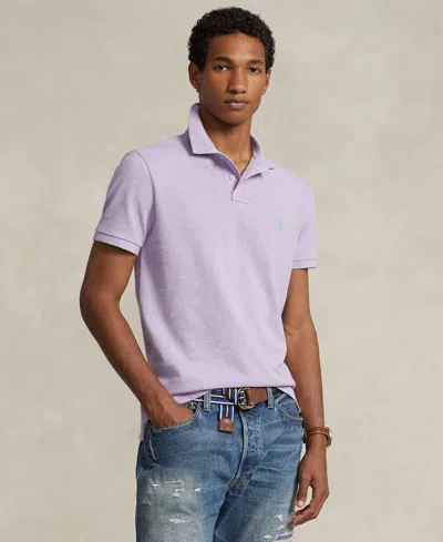 Polo Ralph Lauren Cotton Mesh Custom Slim Fit Polo Shirt In Pastel Purple Heather