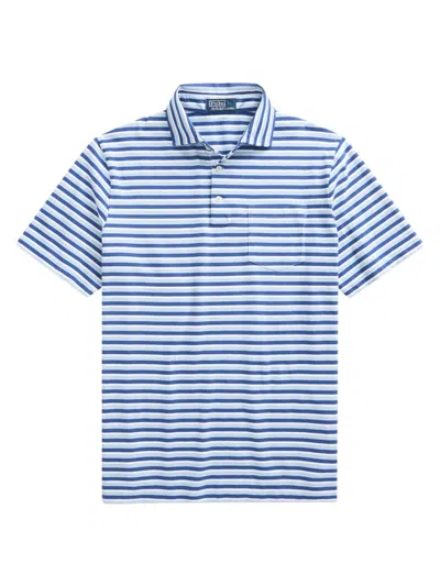 Polo Ralph Lauren Men's Cotton-linen Jersey Polo Shirt In Alpine Blue Multi