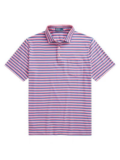 Polo Ralph Lauren Men's Cotton-linen Jersey Polo Shirt In Pale Red Multi