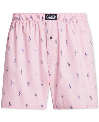 Polo Ralph Lauren Men's Cotton Printed Boxers In Carmel Pink,royal Aopp