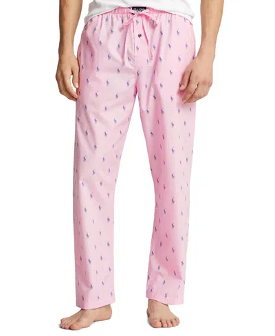 Polo Ralph Lauren Men's Cotton Printed Pajama Pants In Carmel Pnk,hertiage Royal Aopp