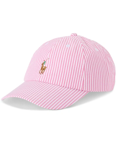 Polo Ralph Lauren Men's Cotton Seersucker Ball Cap In Pink Seersucker