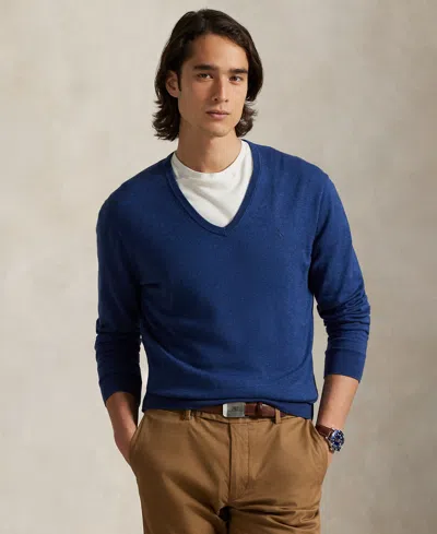 Polo Ralph Lauren Men's Cotton V-neck Sweater In Blue