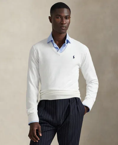 Polo Ralph Lauren Men's Cotton V-neck Sweater In White