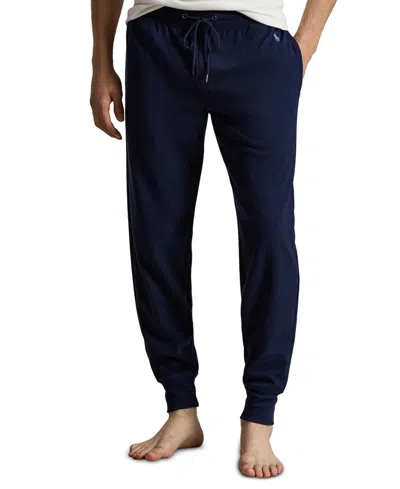 Polo Ralph Lauren Men's Cozy Knit Pajama Joggers In Cruise Navy,capri Blue Polo Player