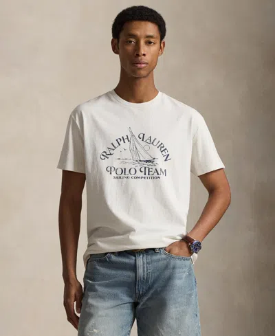 Polo Ralph Lauren Sailing Polo Team Print T-shirt In Deckwash White