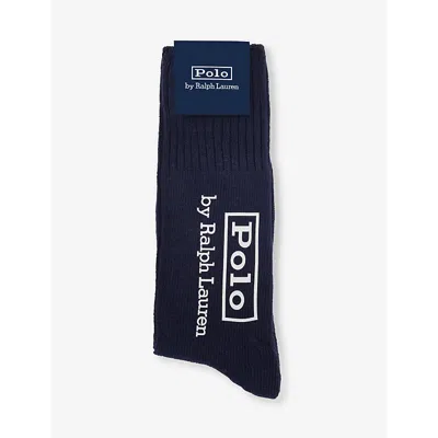 Polo Ralph Lauren Mens Cruise Navy Logo-print Crew-length Cotton-blend Socks