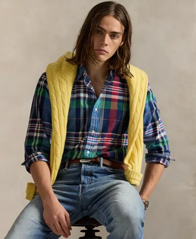 Polo Ralph Lauren Men's Custom-fit Plaid Oxford Shirt In Green