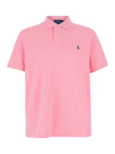 Polo Ralph Lauren Men's Custom Fit Polo With Classic Collar And Pony Embroidery In Pink
