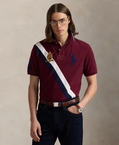 Polo Ralph Lauren Men's Custom Slim Fit 20th Anniversary Polo Shirt In Burgundy