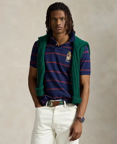 Polo Ralph Lauren Men's Custom Slim Fit Bear Mesh Polo Shirt In Blue