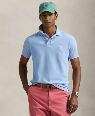 Polo Ralph Lauren Men's Custom Slim Fit Big Pony Mesh Polo Shirt In Blue