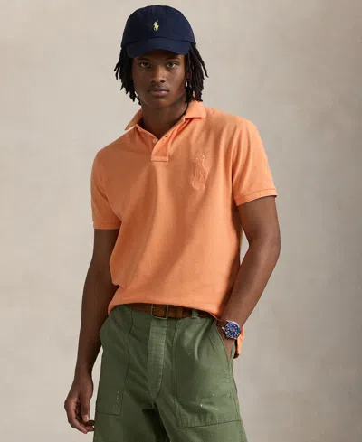 Polo Ralph Lauren Men's Custom Slim Fit Big Pony Mesh Polo Shirt In Orange