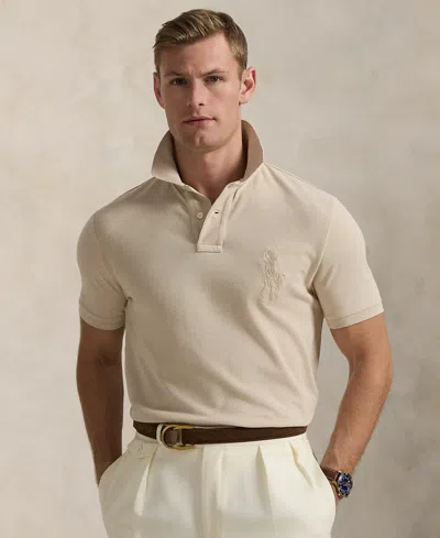 Polo Ralph Lauren Men's Custom Slim Fit Big Pony Mesh Polo Shirt In White