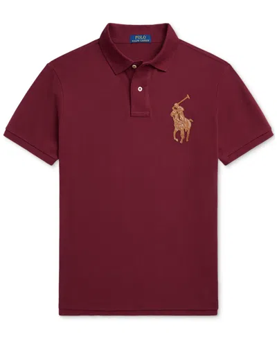 Polo Ralph Lauren Men's Custom Slim Fit Leather-pony Polo Shirt In Red