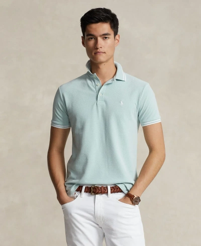 Polo Ralph Lauren Men's Custom Slim Fit Stretch Mesh Polo Shirt In Celadon,white