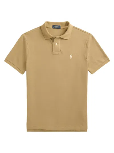 Polo Ralph Lauren Custom Slim Fit Mesh Polo Shirt In Nude