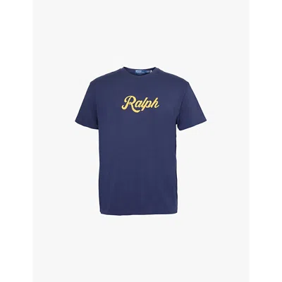 POLO RALPH LAUREN MENS DARK COBALT VINTAGE-PRINT REGULAR-FIT COTTON-JERSEY T-SHIRT