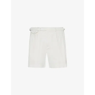 Polo Ralph Lauren Mens Deckwash White Featherwight Slim-fit Mid-rise Cotton Shorts