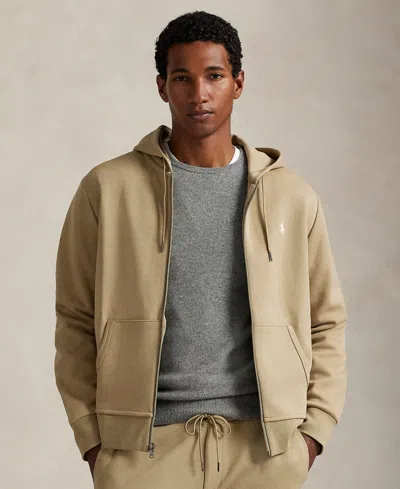 Polo Ralph Lauren Double Knit Zip-up Hoodie In Brown