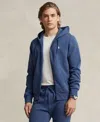 Polo Ralph Lauren Double Knit Full Zip Hoodie In Derby Blue Heather