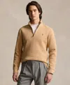 Polo Ralph Lauren Mesh-knit Cotton Quarter-zip Sweater In Classic Camel Heather