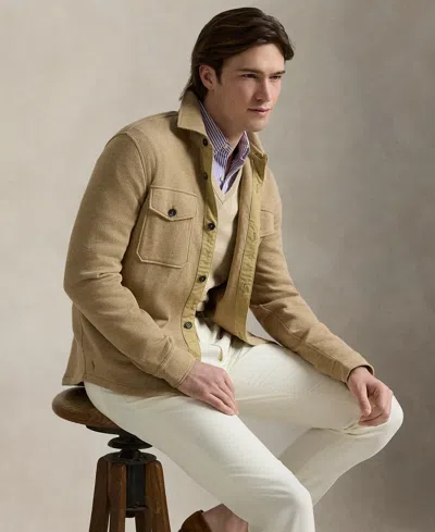Polo Ralph Lauren Men's Double-knit Mesh Shirt Jacket In Camel Melange