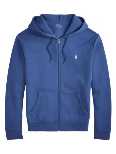 Polo Ralph Lauren Double Knit Full Zip Hoodie In Derby Blue Heather