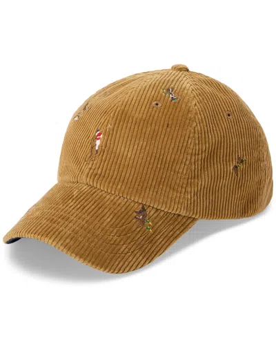 Polo Ralph Lauren Men's Duck-embroidered Corduroy Ball Cap In Brown