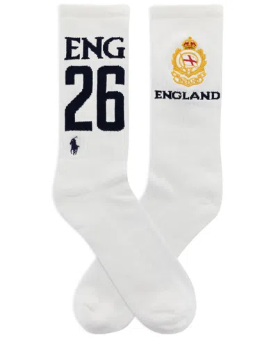 Polo Ralph Lauren Men's Embroidered Country England Crew Socks In White