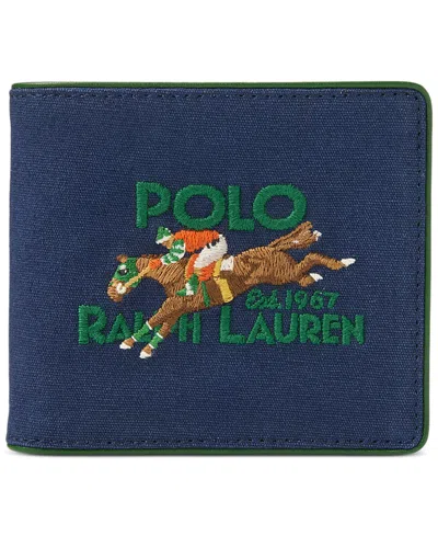 Polo Ralph Lauren Men's Equestrian Canvas & Leather Wallet In Navy