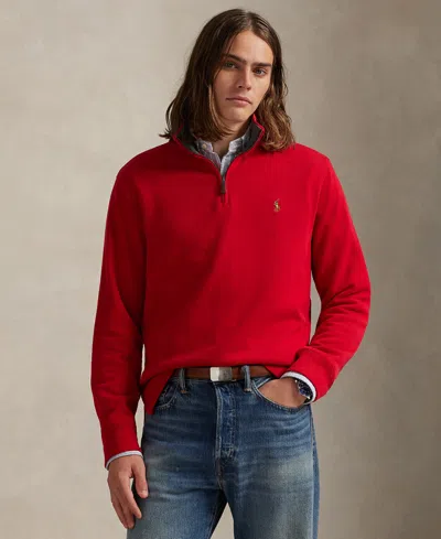 Polo Ralph Lauren Men's Estate-rib Cotton Quarter-zip Pullover In Red