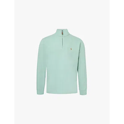 Polo Ralph Lauren Mens Faded Mint Estate Half-zip Cotton-jersey Sweatshirt