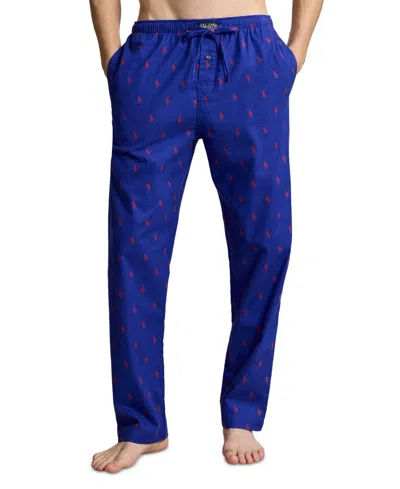 Polo Ralph Lauren Polo Pony Flannel Pajama Pant In Heritage Royal In Blue