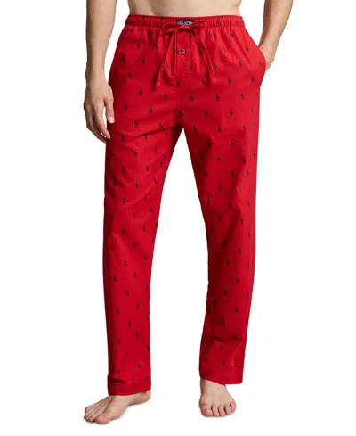 Polo Ralph Lauren Men's Flannel Pajama Pants In Rl2000 Red,cruise Navy All Over Polo Pla