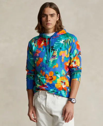 Polo Ralph Lauren Men's Floral Cotton Hooded Long-sleeve T-shirt In Camarat Floral,new Iris Blue