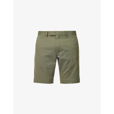 Polo Ralph Lauren Mens Fossil Green Slim-fit Brushed-twill Stretch-cotton Shorts