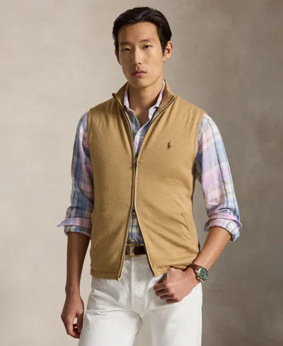 Polo Ralph Lauren Men's Full-zipper Sweater Vest In Brown