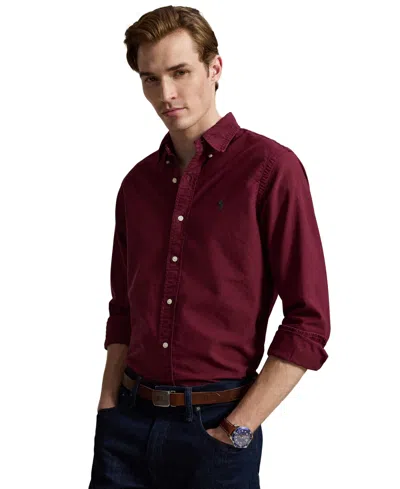 Polo Ralph Lauren Men's Garment-dyed Oxford Shirt In Classic Wine