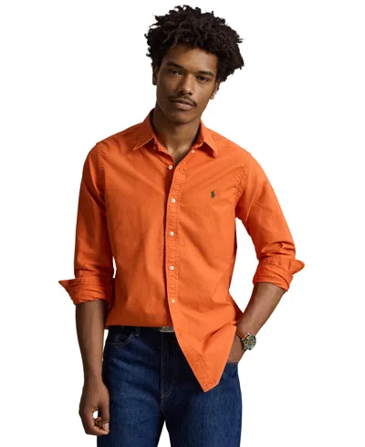 Polo Ralph Lauren Men's Garment-dyed Oxford Shirt In Colleage Orange