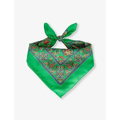 Polo Ralph Lauren Mens Green Floral-pattern Silk Bandana