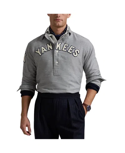 Polo Ralph Lauren Men's Heather Gray New York Yankees Fielder Long Sleeve Polo