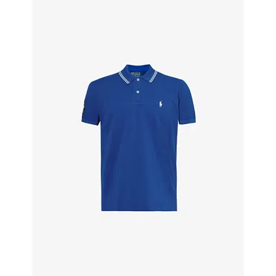 Polo Ralph Lauren Wimbledon Logo-embroidered Cotton-piqué Polo Shirt In Blue
