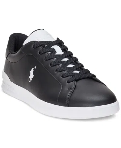 Polo Ralph Lauren Heritage Court Ii Leather Sneakers In Black