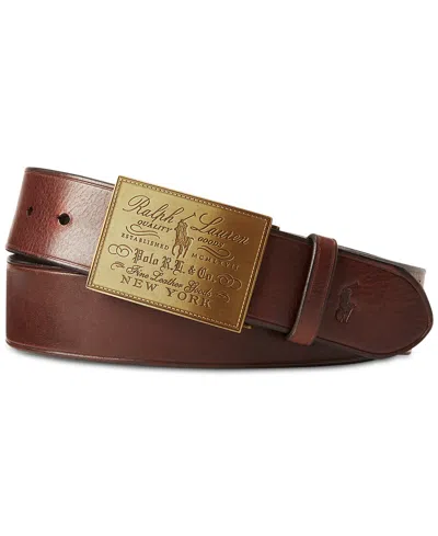 Polo Ralph Lauren Men's Heritage Plaque-buckle Belt In Brown