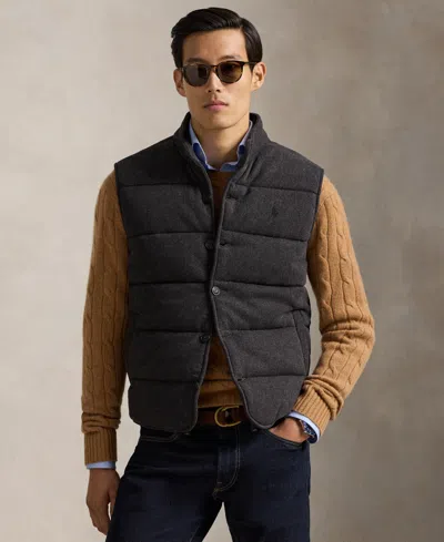 Polo Ralph Lauren Men's Herringbone Print Estate Mock-neck Rib Vest In Black